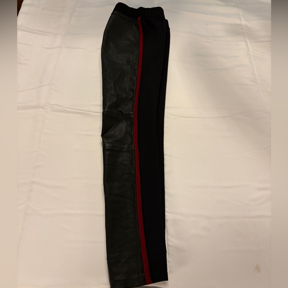 Tommy Hilfiger Black Leather Stretch Leggings - Picture 3 of 5